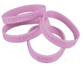 Lot of 24 Breast Cancer Rubber Sayings Bracelets Pink 887600006065 