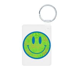   Photo Keychain Smiley Face With Peace Symbols 