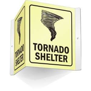 Tornado Shelter (with graphic) Glow Alumm Projg Sign, 5 x 6