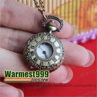 Antique Vintage Bronze Copper Charm Quartz Pocket Watch Pendant 