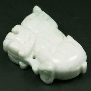 Sitting Lion White Pendant Amulet Grade A 100% Natural Chinese Jade 