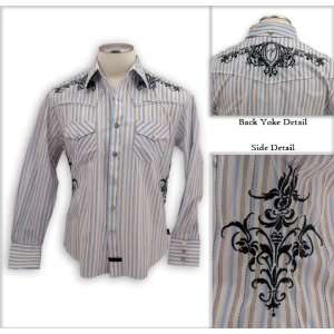   Temple Long Sleeve Shirt, Blue/White Stripe, M: Musical Instruments