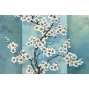 Chiu: 36W by 24H : Translucent Blossoms CANVAS Edge #1: 3/4 