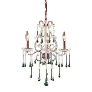    3 Light Chandelier In Rust And Lime Crystal