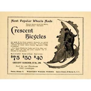  1895 Ad Crescent Bicycles Scorcher Western Wheel Works 