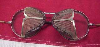 VINTAGE ANTIQUE WILLSON EYE GOGGLES + BOX STEAMPUNK GLASSES MOTORCYCLE 