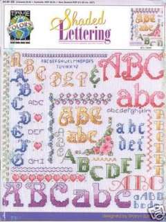 Shaded Lettering Cross Stitch Pattern 12 Alphabets 30 Borders  