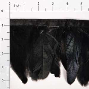  Natural Feather Trim   Teal Black   3in 1 Yard