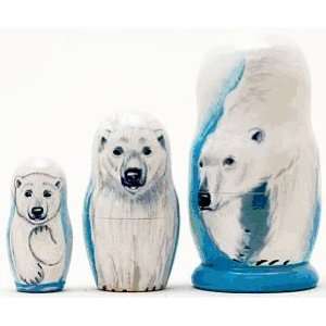  Polar Bear Nesting Doll 3pc Set 3.5 Toys & Games