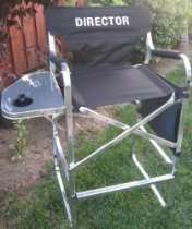 DIRECTOR Tall HEAVY DUTY Director Chair w/ Side Table & Storage Side 