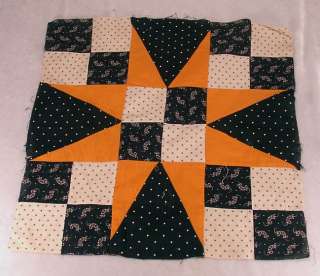 Late 19th Century 8 Quilt Blocks Calico Feedsack Patchwork Large 16 