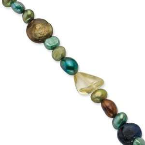   /Lapis/Dyed Howlite/Blue Jade/ Pearl Bracelet Length 7.5 Jewelry
