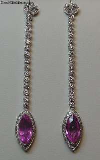 Pink Sapphires Diamonds 18k WG Chandelier Earrings  