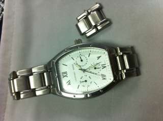   #GBM160 STAINLESS STEEL WATCH WITH OFF WHITE DIAL&DAY & DATE  