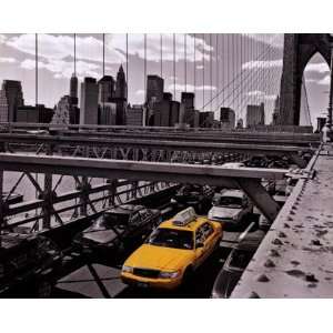  Yellow Cab on Brooklyn Bridge by Henri Silberman 20x16 