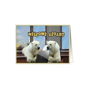 welcome aboard to the team new customer polar bear in the office with 