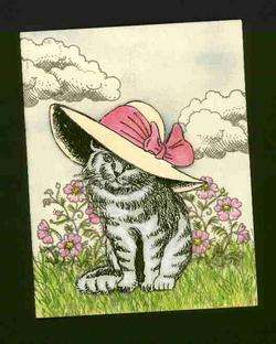Lady CAT IN A HAT! A Purr fect UNMounted rubber stamp  