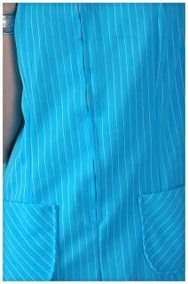 American WAITRESS Diner Striped Zipper RETRO Pinup VTG Pocket Dress L 