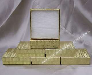 50 Gold Cotton Filled Jewelry Display Gift Boxes 3 x 3  