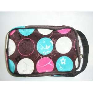   Dots Double Sided Make Up Bag Travel Case ~ Brown: Kitchen & Dining