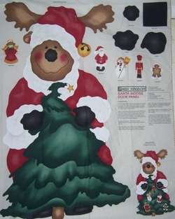 Christmas Santa Moose Door Panel Fabric Wall Hanging!  