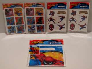 Spider Man Birthday Party Stickers Temporary Tattoos Favor Bags 