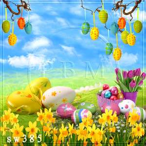 SPRING OUTDOOR EASTER DAY 8x8 FT CP SCENIC PHOTO BACKGROUND BACKDROP 