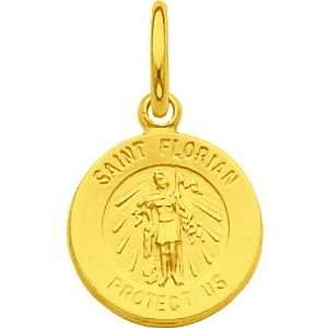  Sterling Silver Gold Plated Saint Florian Medal Jewelry