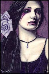 Gothic Fantasy Art ACEO PRINT vampire purple blood  