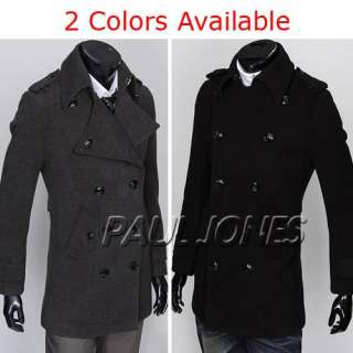 New Style Mens Double breasted coats/jackets/peacoat Fit slim 