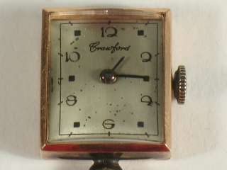 Antique 14k Rose Gold Watch Pin Brooch Crawford Watch  