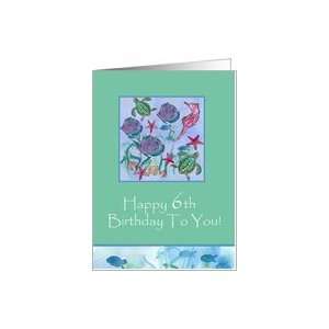   6th Birthday Turtles Fish Sea Horse Watercolor Card Toys & Games