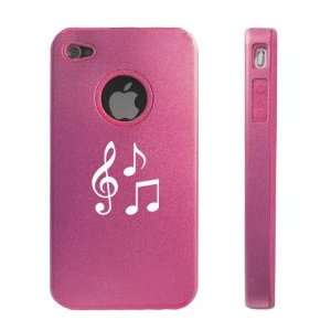 Apple iPhone 4 4S 4G Pink D736 Aluminum & Silicone Case Cover Music 