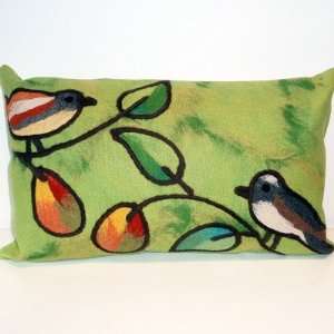   : Song Birds Rectangle Indoor/Outdoor Pillow in Green: Home & Kitchen
