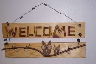 Owls, Welcome Sign, Original Design, willow wood, Double sign  