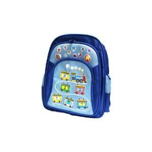  Childs Backpack with Hebrew Letters and Train in Blue 