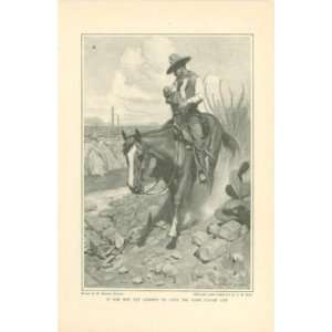  1912 W Herbert Dunton Print Cowboy On Horse With Baby 