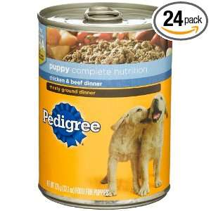 Pedigree Meaty Ground Dinner with Chicken & Beef Food for Puppies, 6 