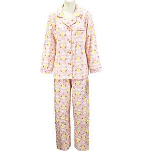 Leisureland Womens Flannel Sleepwear Pajama Set Top Pants Angel Duck 
