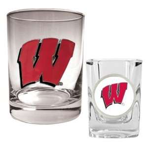  University of Wisconsin Badgers Rock Glass & Shot Glass 