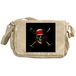  Khaki Messenger Bag Pirate Skull Crossbones Everything 