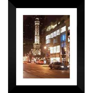  Chicago Water Tower at Night Large 15x18 Framed Photo 