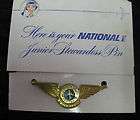 vintage national airlines junior stewardess pin card  