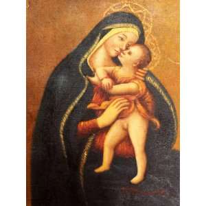   Madonna & Child Jesus Mary Oil Painting on Canvas Icon: Home & Kitchen