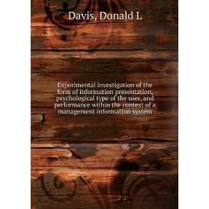   the context of a management information system Donald L Davis Books