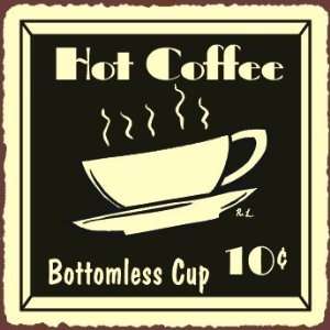  Coffee Bottomless Vintage Metal Art Coffee Shop Diner 