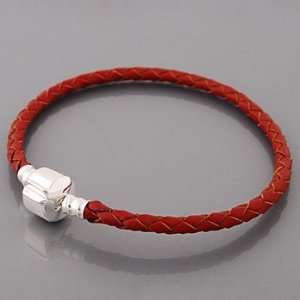   in Braided Red Leather, Will Fit pandora/chamilia/troll type Beads