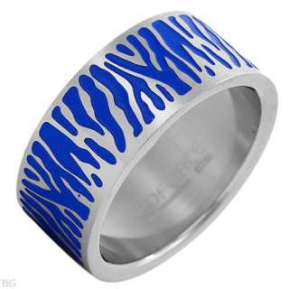 EDFORCE Gentlemens Band Ring Made in Blue Enamel Size 9  