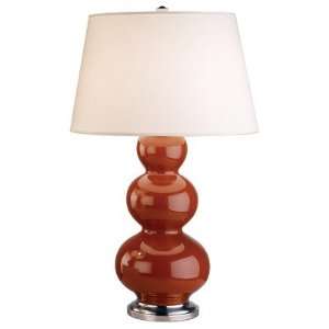  Triple Gourd   Table Lamp, Antique Silver Finish with Cinnamon Glass 