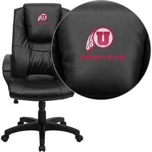  Utah Utes Embroidered Black Leather Executive Office Chair 